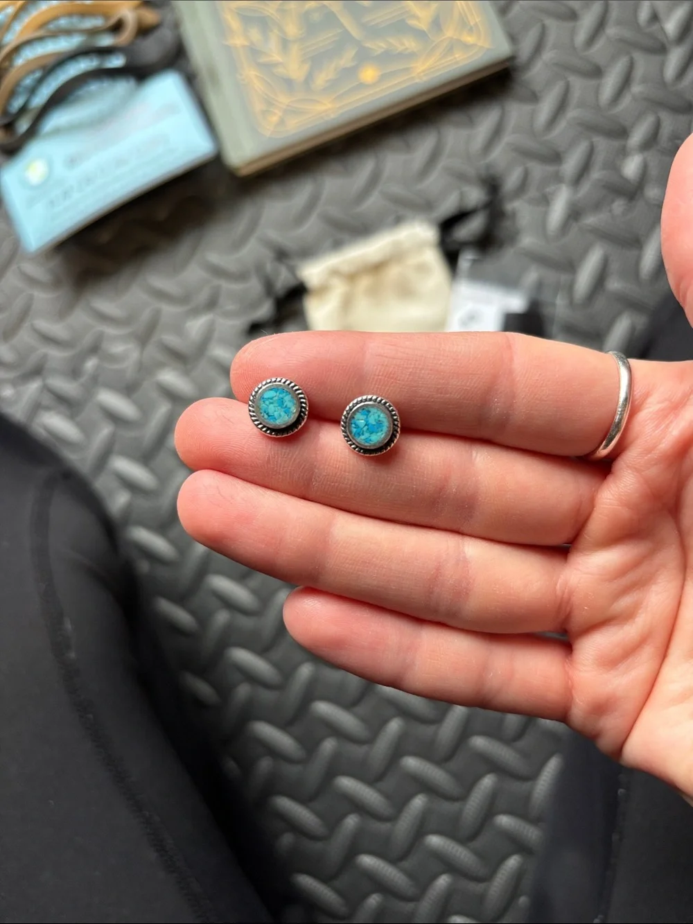 NWT TSKIES Turquoise Round Stud Earrings